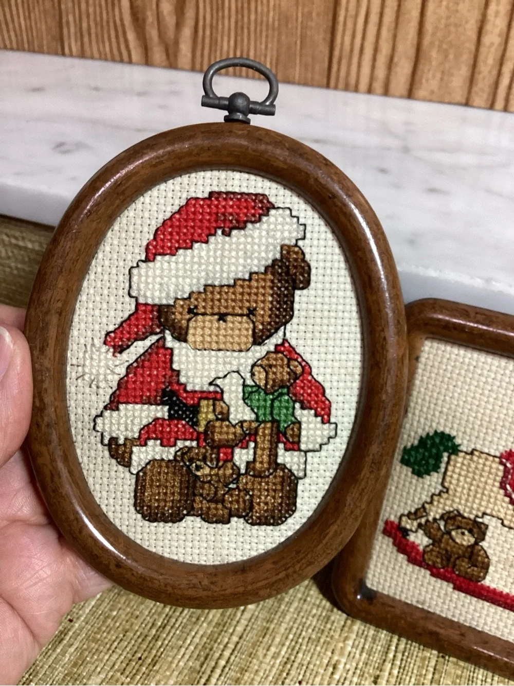 Vintage Christmas Needlepoint Ornaments set of 3